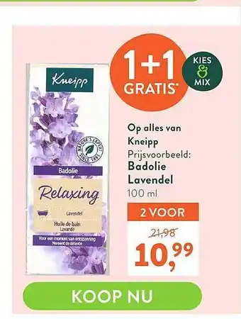 Holland & Barrett Op alles van kneipp : badolie lavendel 1+1 gratis aanbieding