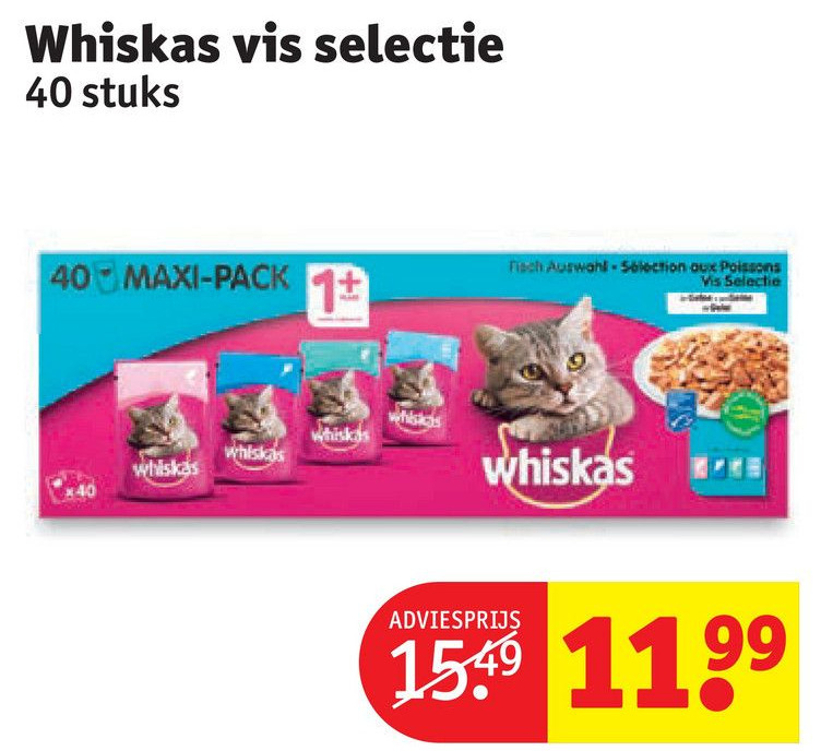 Whiskas vis selectie 40 stuks aanbieding bij Kruidvat