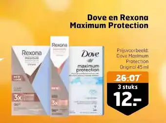 Trekpleister Dove en Rexona Maximum Protection 3 stuks aanbieding