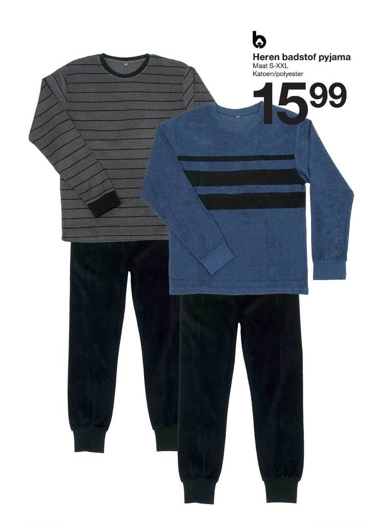 NORMANN Herenpyjama met lange mouwen van badstof NORMANN Herenpyjama met lange mouwen van badstof