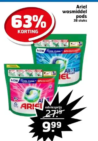 Trekpleister Ariel wasmiddel pods 38 stuks aanbieding