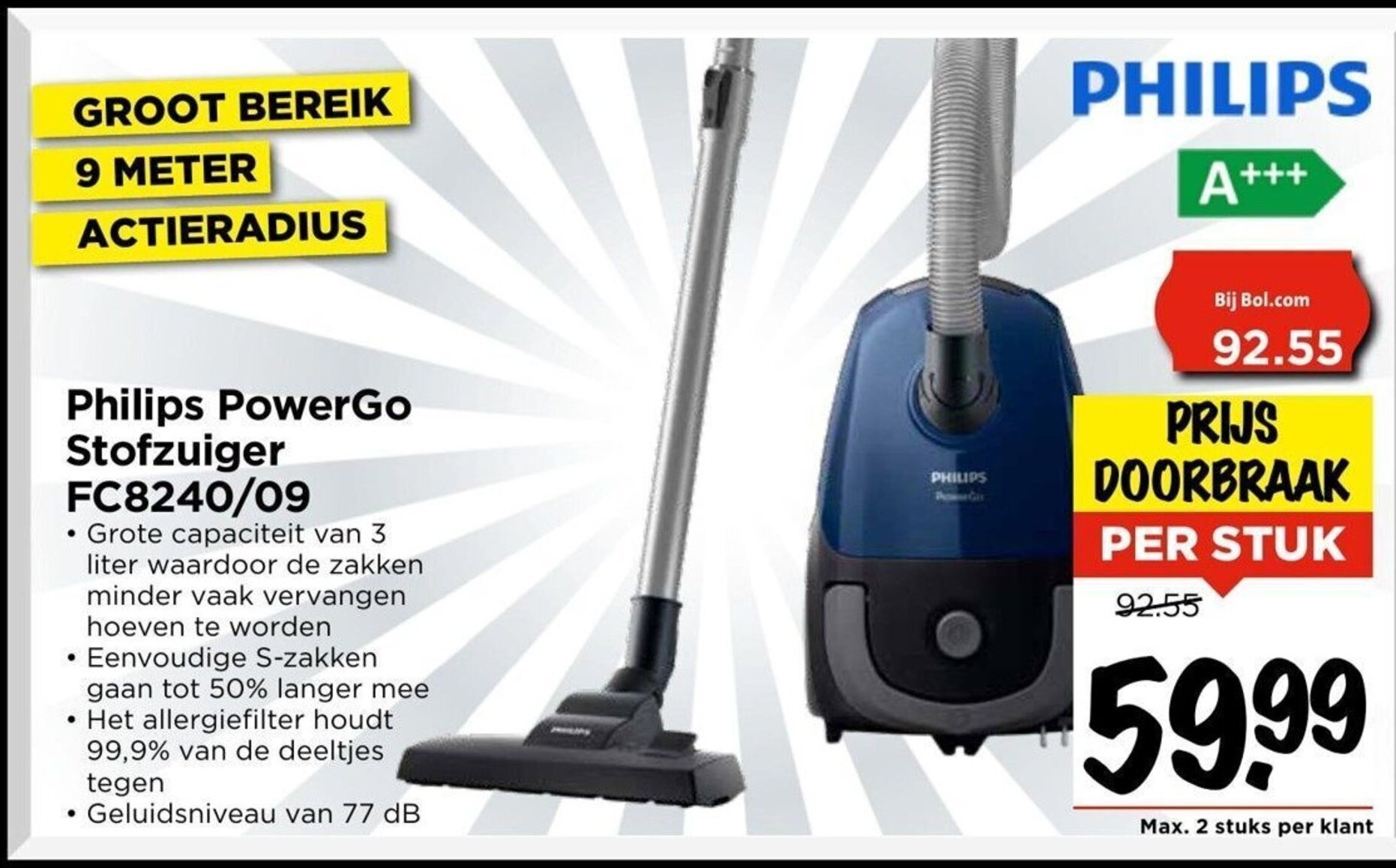 10 Stofzuigerzakken Voor Philips PowerGo FC8243/09 - Meerlaags Vlies Voor Uitstekende Filtering | Incl. 2 Motorfilters