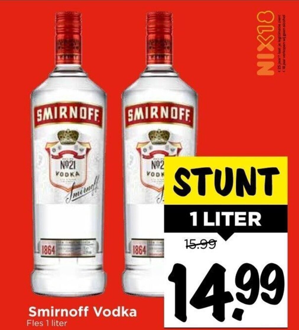 Smirnoff Vodka 1L aanbieding bij Vomar