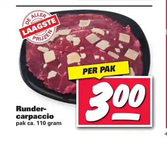 Nettorama Runder-carpaccio 110 gram per pak aanbieding