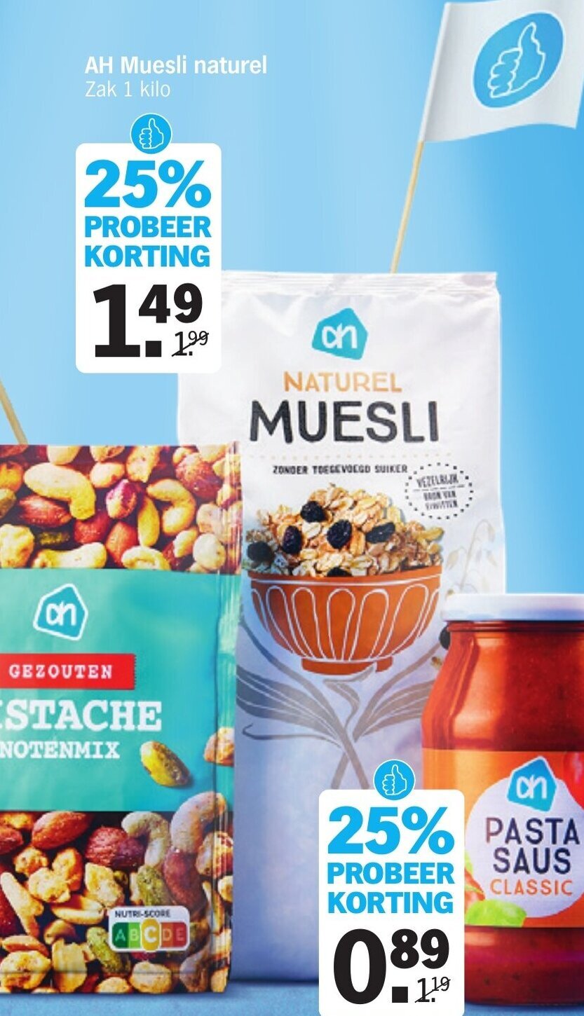Muesli naturel 1 kilo aanbieding bij Albert Heijn