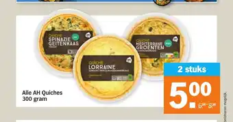 Albert Heijn Alle AH Quiches 300 gram 2 stuks aanbieding