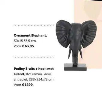 Woonboulevard Poortvliet Ornament elephant of pedley 3-zits + hoek met eiland aanbieding