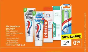 Albert Heijn Alle Aquafresh of Elmex 75 ml aanbieding