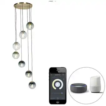 Lampenlicht.nl Smart hanglamp messing 7-lichts incl. wifi st64 - pallon aanbieding