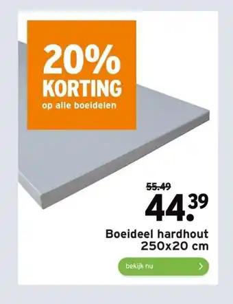 GAMMA Boeideel hardhout 250 x 20 cm aanbieding