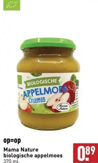 ALDI Mama nature biologische appelmoes aanbieding