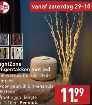 ALDI Lightzone wilgentakken met led aanbieding