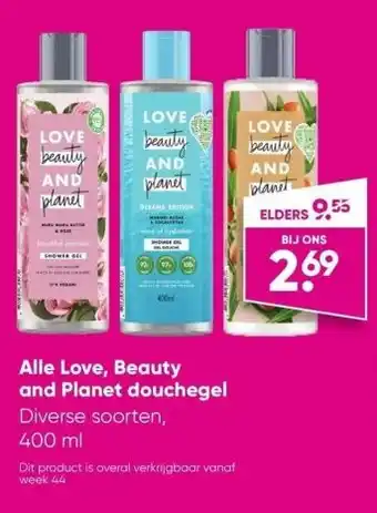 Big Bazar Alle love, beauty and planet douchegel aanbieding