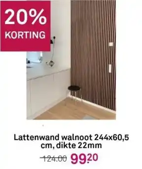 Karwei Lattenwand walnoot 244x60,5 cm, dikte 22mm aanbieding