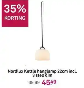 Karwei Nordlux kettle hanglamp 22cm incl. 3 step dim aanbieding