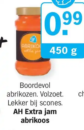 Albert Heijn AH Extra jam abrikoos 450g aanbieding