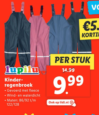 Lidl Kinder-regenbroek aanbieding