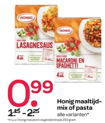 Spar Honig maaltijd- mix of pasta aanbieding