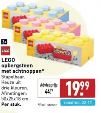 ALDI LEGO opbergsteen met achtnoppen Stapelbaar aanbieding