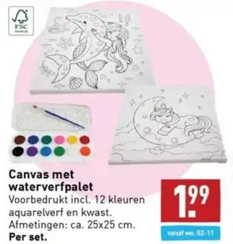 ALDI Canvas met waterverfpalet aanbieding