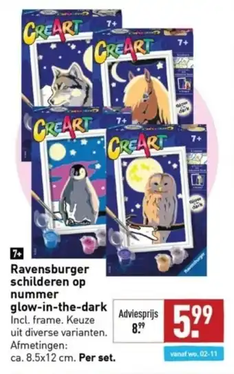 ALDI Ravensburger schilderen op nummer glow-in-the-dark aanbieding