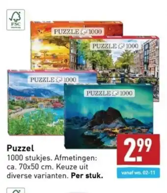 ALDI Puzzel 1000 stukjes aanbieding