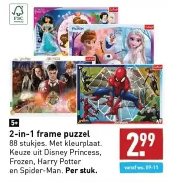 ALDI 2-in-1 frame puzzel 88 stukjes aanbieding