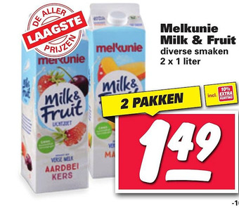 Nettorama Melkunie milk & fruit aanbieding