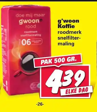 Nettorama G'woon koffie roodmerk snelfiltermaling aanbieding