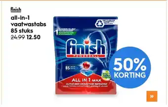 Blokker Finish all-in-1 vaatwastabs 85 stuks 50% korting aanbieding