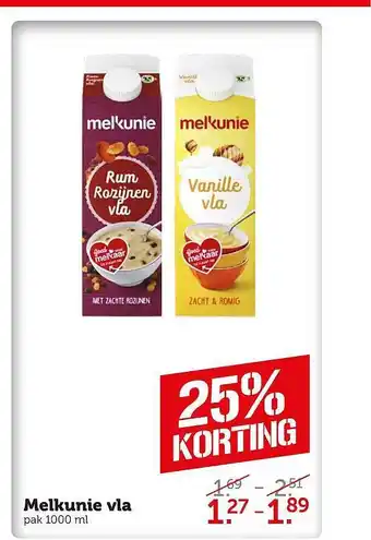 Coop Melkunie vla 25% korting aanbieding