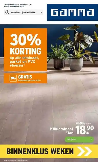 GAMMA Kliklaminaat elan 30% korting aanbieding