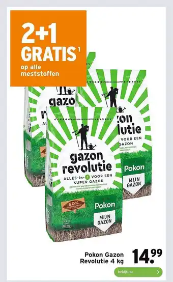 GAMMA Pokon gazon revolutie 4 kg 2+1 gratis aanbieding