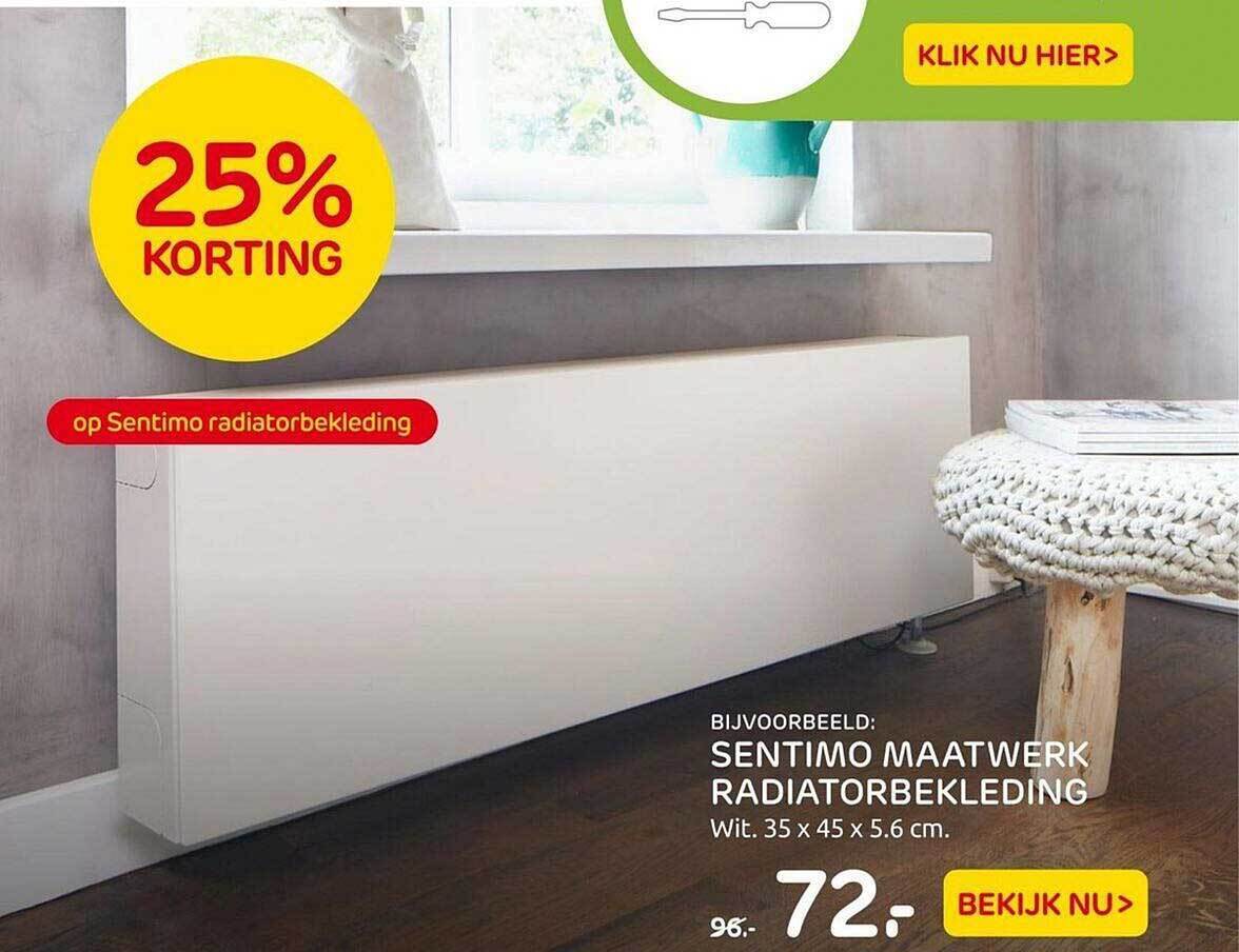 Sentimo maatwerk radiatorbekleding 25% korting aanbieding bij Praxis