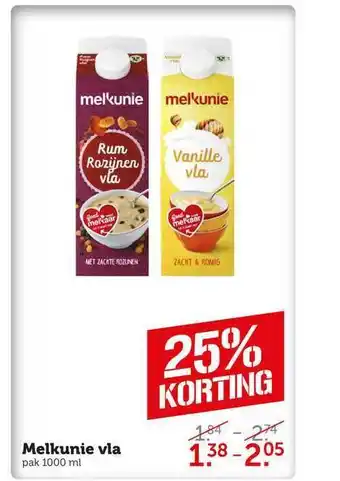 CoopCompact Melkunie vla 25% korting aanbieding