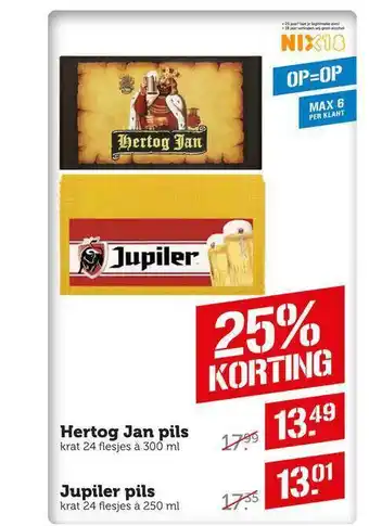 CoopCompact Hertog jan pils of jupiler pils 25% korting aanbieding