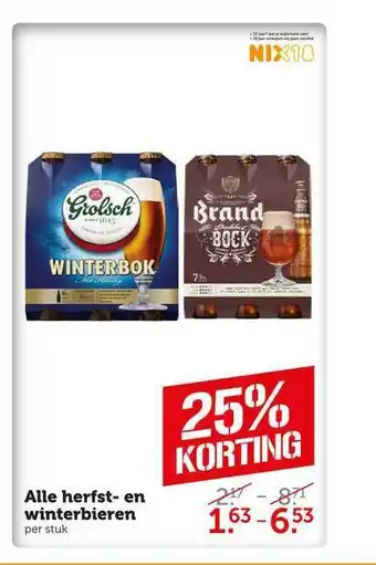 CoopCompact Alle herfst- en winterbieren 25% korting aanbieding