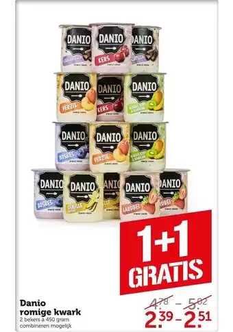 CoopCompact Danio romige kwark 1+1 gratis aanbieding