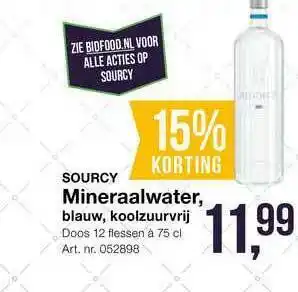 Bidfood Sourcy mineraalwater, blauw, koolzuurvrij 75 cl aanbieding