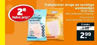 Trekpleister Trekpleister droge en vochtige washandjes 15-24 stuks aanbieding