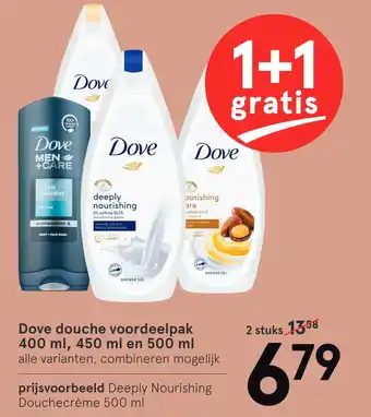 Etos Dove douche voordeelpak 400 ml, 450 ml en 500 ml aanbieding