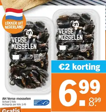 Albert Heijn AH Verse mosselen 2kg aanbieding