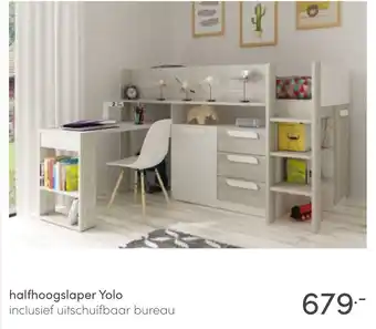 Baby & Tiener halfhoogslaper Yolo inclusief uitschuifbaar bureau aanbieding