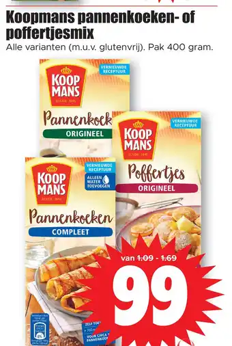 Dirk Koopmans pannenkoeken- of poffertiesmix aanbieding