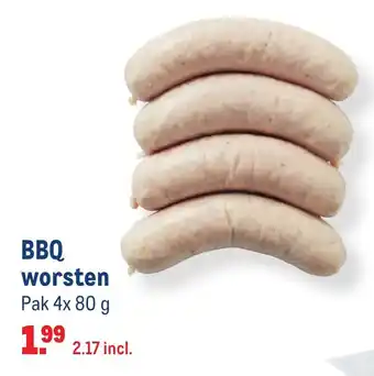 Makro BBQ worsten 4*80g aanbieding