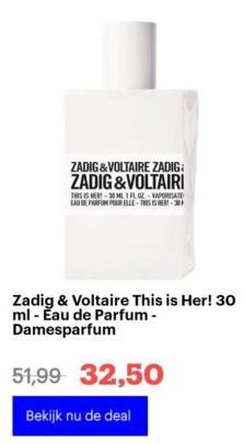 Bol.com Zadig & voltaire this is her! 30 ml - eau de parfum - damesparfum aanbieding