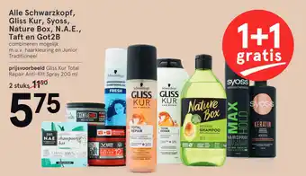 Etos Alle Schwarzkopf, Gliss Kur, Syoss, Nature Box, N.A.E., Taft en Got2B 200ml aanbieding