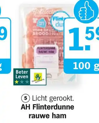 Albert Heijn AH Flinterdunne rauwe ham 100g aanbieding