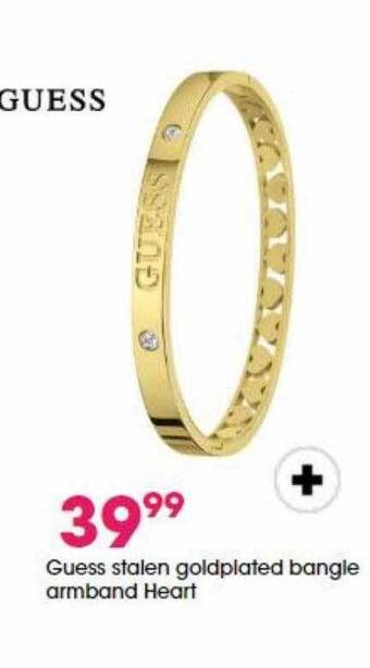 Lucardi Guess stalen goldplated bangle armband heart aanbieding