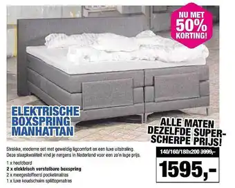 Matrasconcurrent Elektrische boxspring manhattan aanbieding